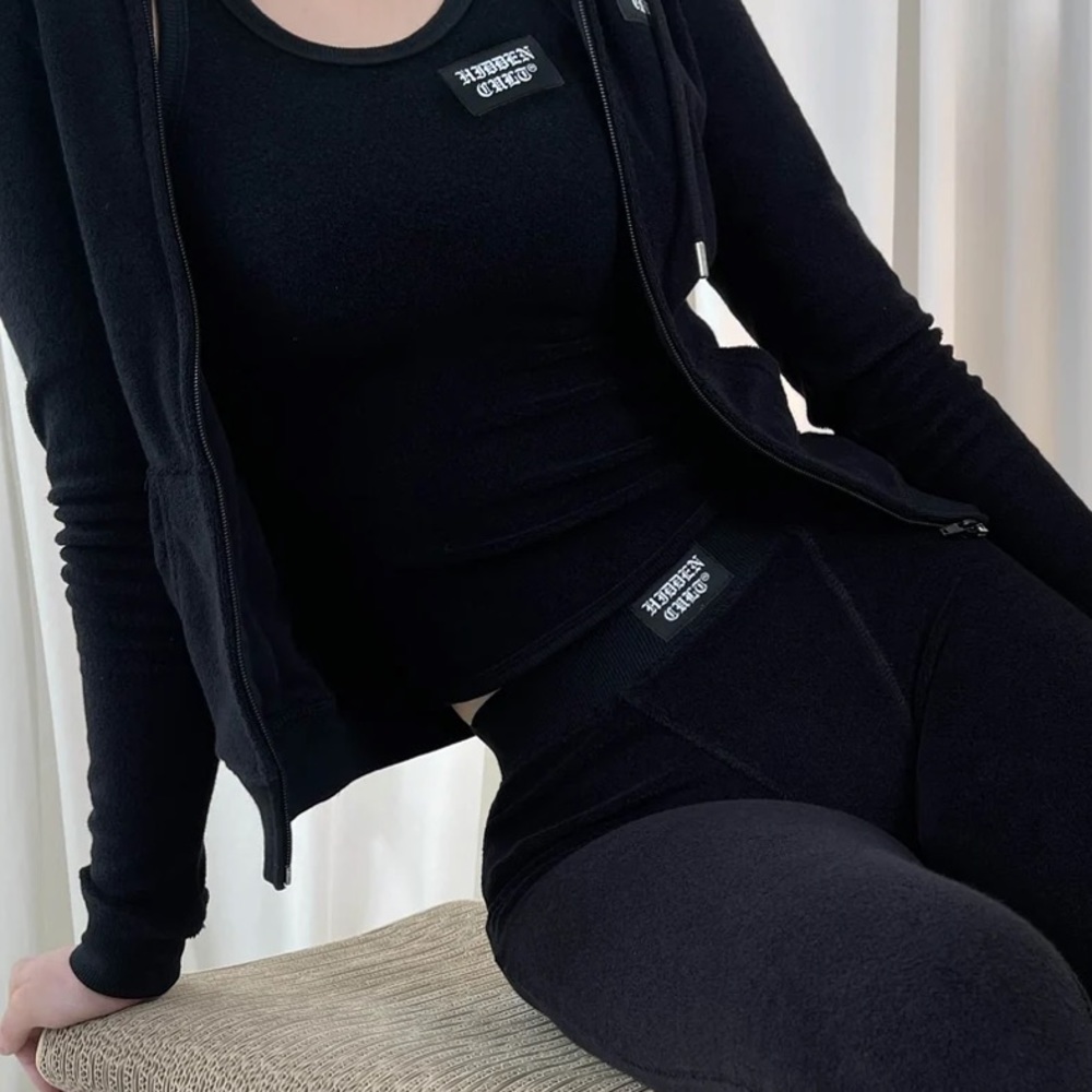 Hidden Cult Terry Black Zip Hoodie